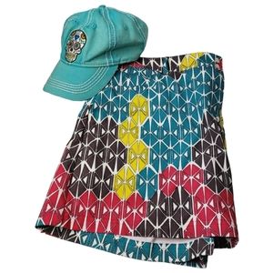 Slazenger Skort 12 Geometric Psychedelic Rainbow Golf Athletic Tennis Athleisure